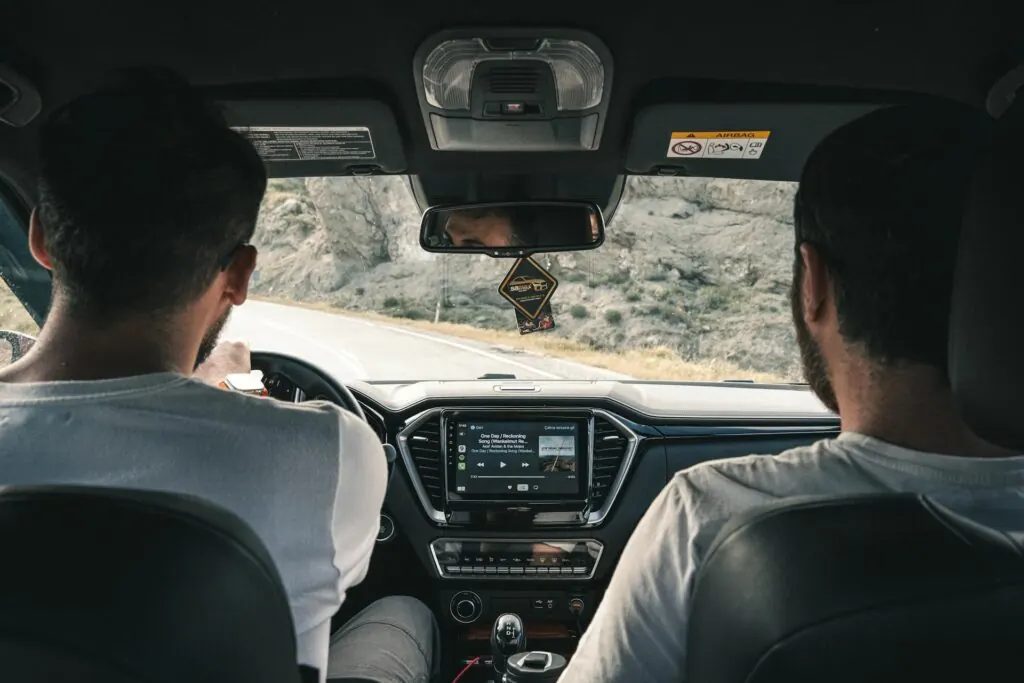 View from the back seat during a behind-the-wheel lesson